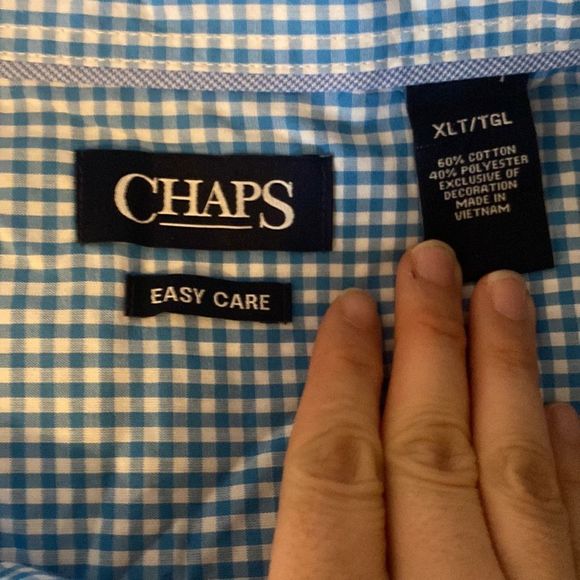 Chaps Men’s Gingham Button Up Shirt - Picture 3 of 3
